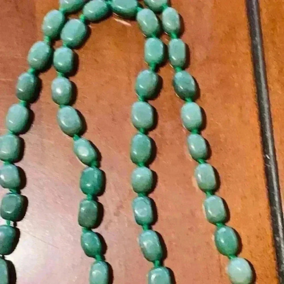 Vintage Strand Oval Nuggets Shape Stone Beads Natural Green  Stone - Picture 3 of 10